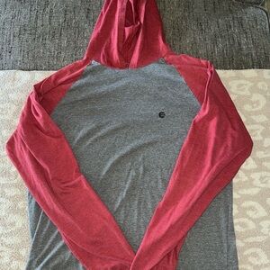 Billabong Red/Gray Hooded Long Sleeve Shirt